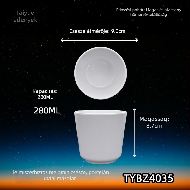Melamin porcelánhatású bögre, szigetelt, hengeres, egyrétegű, testreszabható