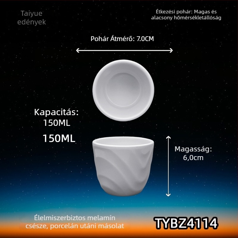 Melamin porcelánhatású bögre, szigetelt, hengeres, egyrétegű, testreszabható