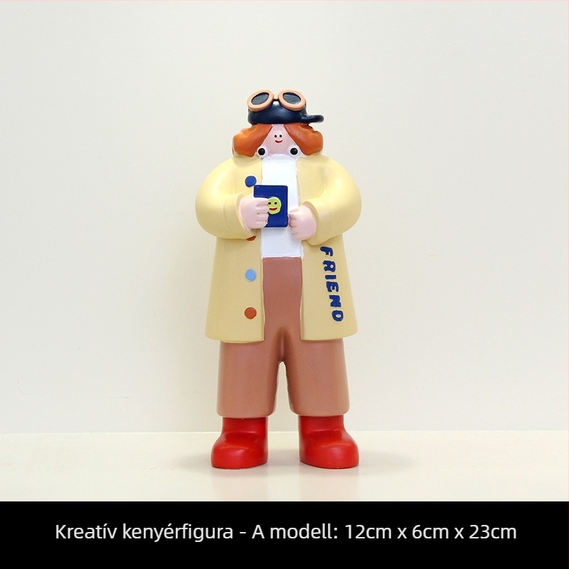 Gyanta dekoratív figura pékséghez és kávézóhoz - Bread Man alak, modern minimalista stílus, ideális ajándék vállalkozásindításhoz