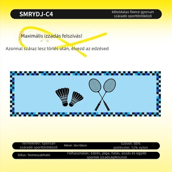 Sporttörölköző – Mikroszálas, gyorsan szárad, 60 g, logóval nyomtatható, testreszabható, ideális badmintonhoz és maratonfutáshoz