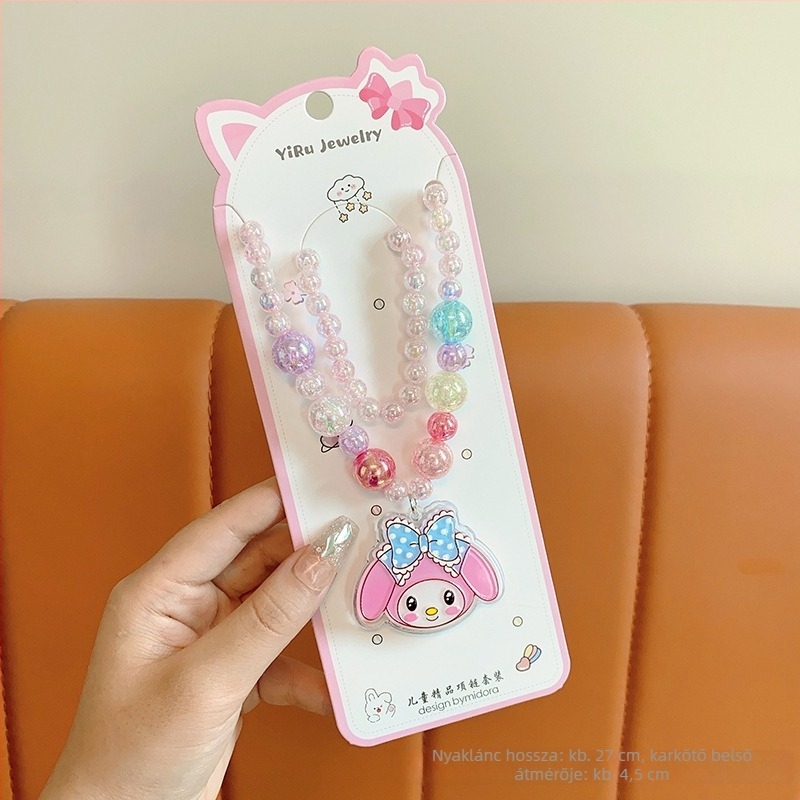 Hercegnő sorozat nyaklánc, gyerekeknek, rajzfilm-stílus, golyós lánc, medál része