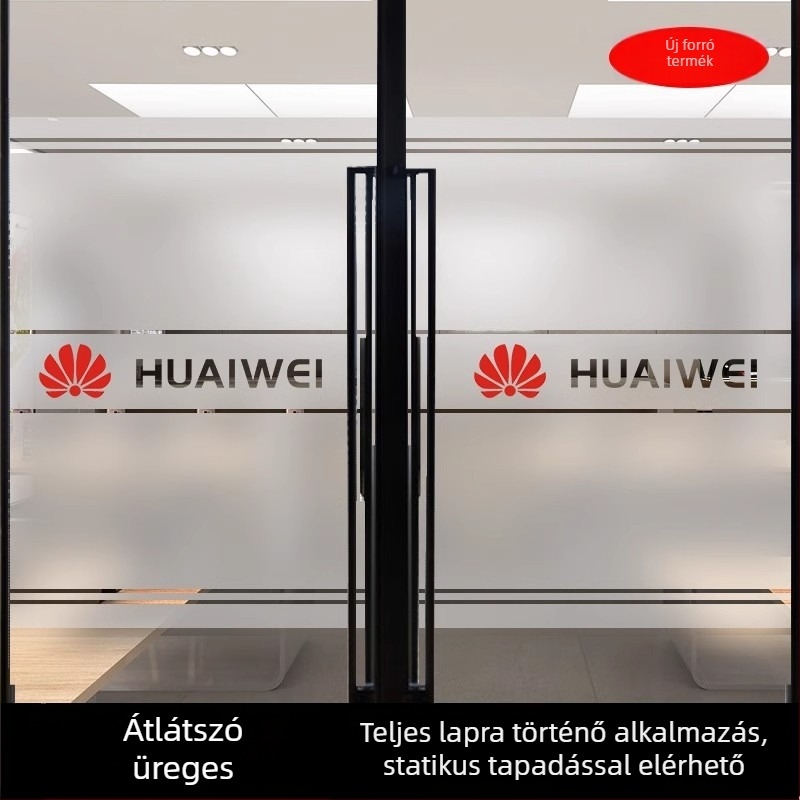 PVC fólia irodai üvegajtóhoz, öntapadós, modern minimalista stílus, egyszínű minta, testreszabható