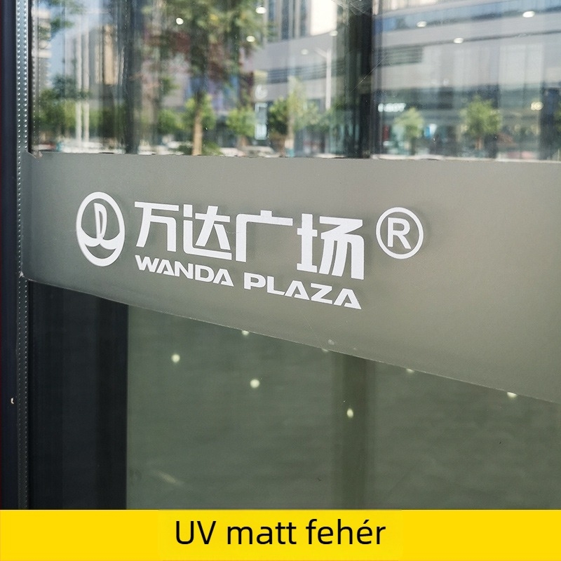 PVC fólia irodai üvegajtóhoz, öntapadós, modern minimalista stílus, egyszínű minta, testreszabható
