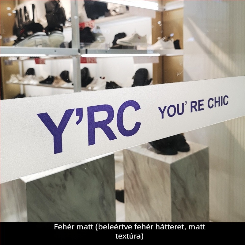 PVC fólia irodai üvegajtóhoz, öntapadós, modern minimalista stílus, egyszínű minta, testreszabható