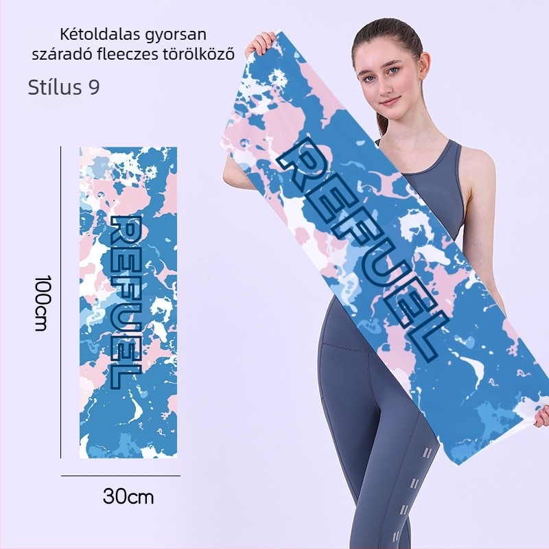 Gyorsan száradó sporttörölköző, kétoldali velúr felület, testreszabható logóval, könnyű (<50 g), nedvszívó