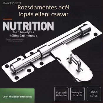 Masszív ajtózár; rozsdamentes acél, kefés felület; modell 003; modern minimalizmus.