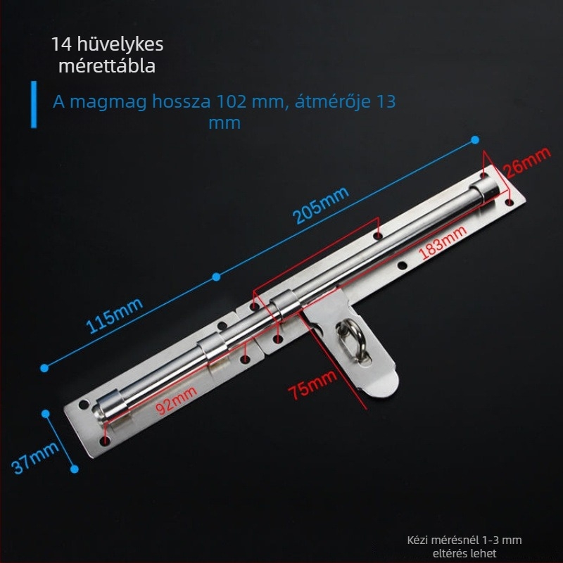Masszív ajtózár; rozsdamentes acél, kefés felület; modell 003; modern minimalizmus.