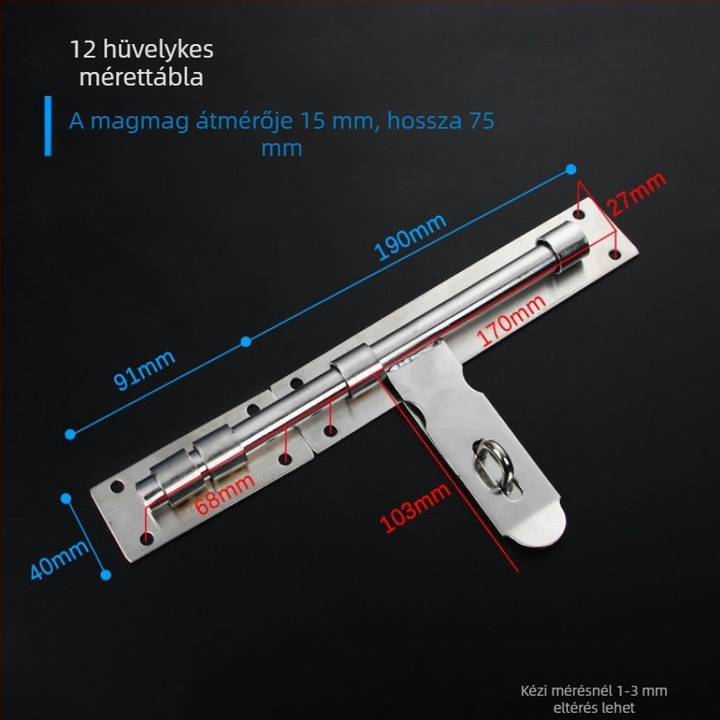 Masszív ajtózár; rozsdamentes acél, kefés felület; modell 003; modern minimalizmus.