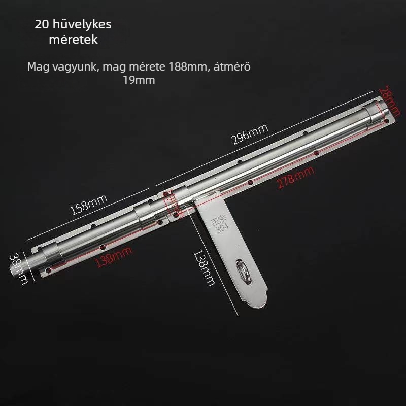 Masszív ajtózár; rozsdamentes acél, kefés felület; modell 003; modern minimalizmus.