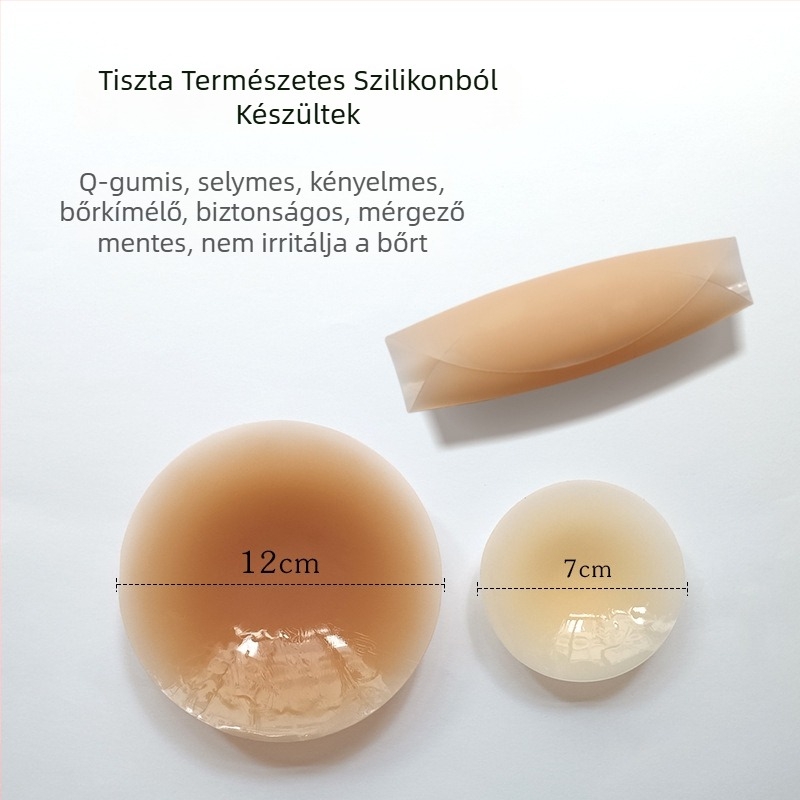 Szilikon mellbimbó takarók - ultra vékonyak, lélegzőek, láthatatlanok, kör alakú forma, fényes felület
