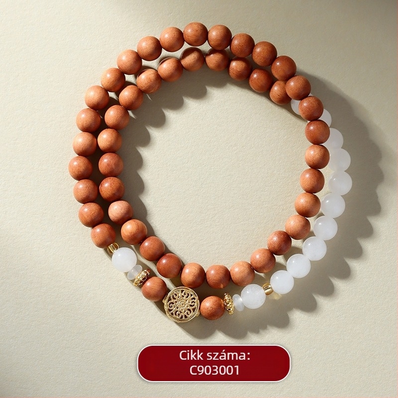 18 szem Bodhi karkötő, fa gyöngyök, Guofeng stílus, kézzel készített, természetes felület