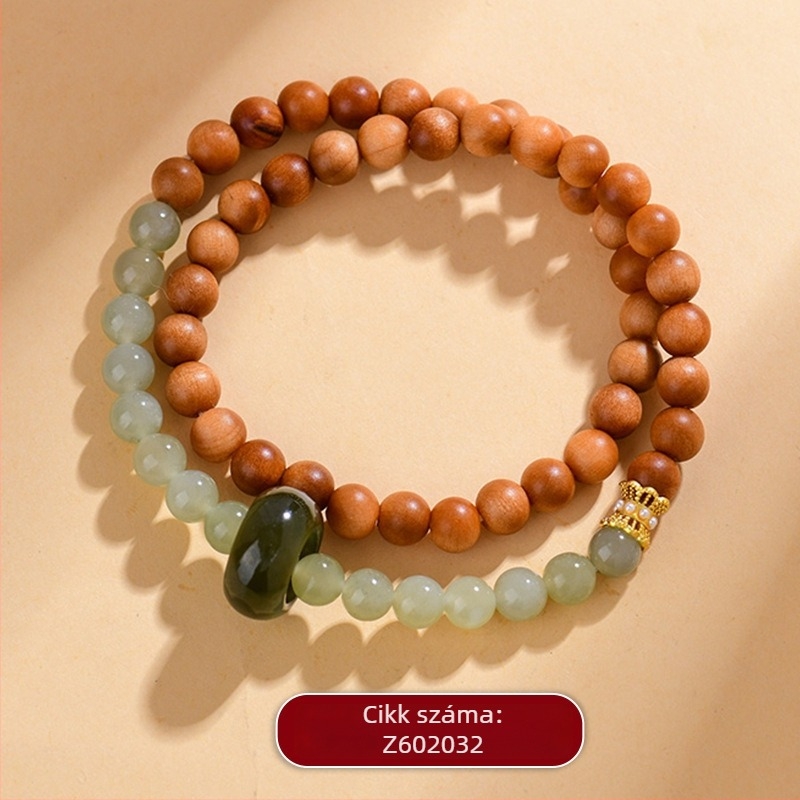 18 szem Bodhi karkötő, fa gyöngyök, Guofeng stílus, kézzel készített, természetes felület