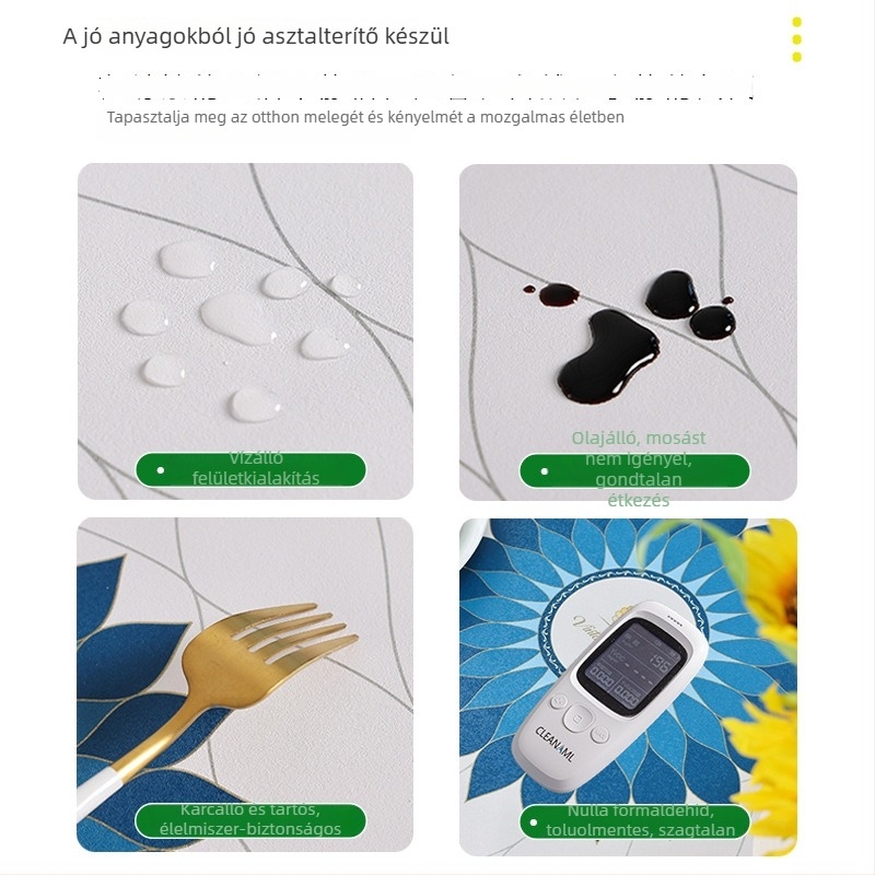 Kültéri kempingasztalterítő teázáshoz, vízálló és olajálló PVC bevonattal, hordozható, téglalap alakú