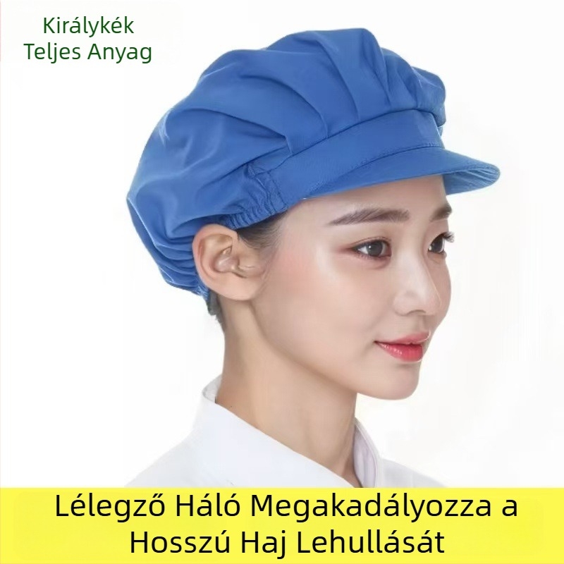 Szellőző, olajálló szakácssapka élelmiszeripari felhasználásra, karimával és hálóval