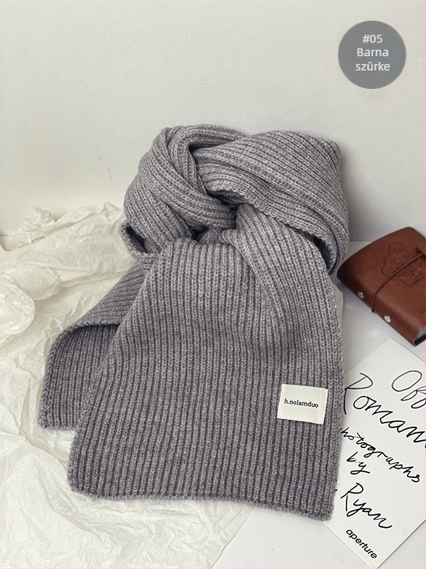 Koreai stílusú kötött sál, műkasmír/akril anyag, téli, tavaszi és őszi szezonhoz, 2025 nyári debütálás