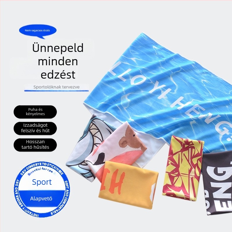 Sporttörölköző, ice-silk, gyors száradás, verejték felszívódása, hűsítő, hordozható