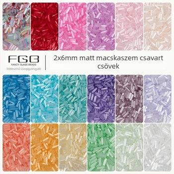 FGB Százszínű üveggolyó rizsszemek 2x6 mm, kefés Macska szem hatású csőgyöngyök DIY ékszerkészítéshez, hajcsat díszítő bojtokkal