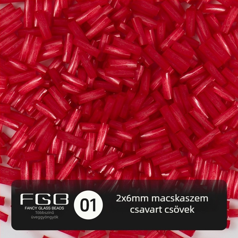 FGB Százszínű üveggolyó rizsszemek 2x6 mm, kefés Macska szem hatású csőgyöngyök DIY ékszerkészítéshez, hajcsat díszítő bojtokkal