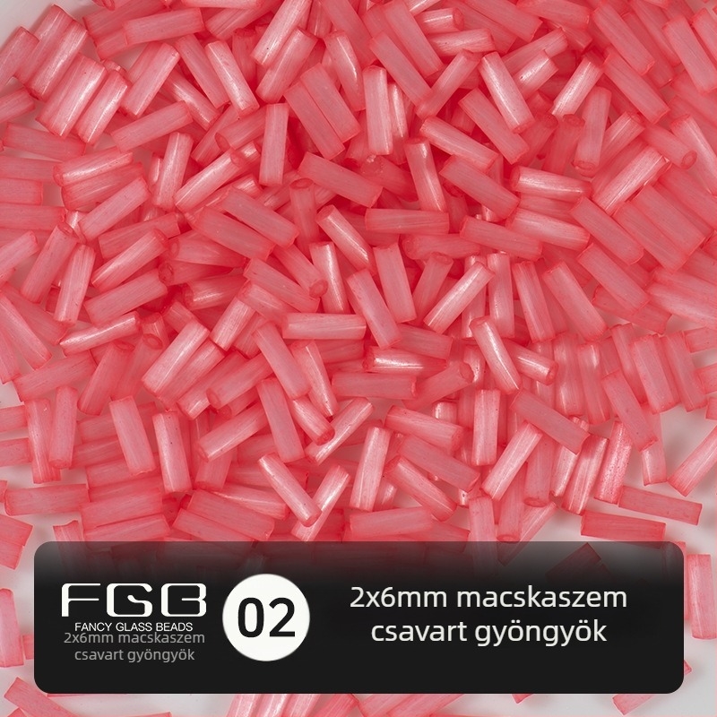 FGB Százszínű üveggolyó rizsszemek 2x6 mm, kefés Macska szem hatású csőgyöngyök DIY ékszerkészítéshez, hajcsat díszítő bojtokkal