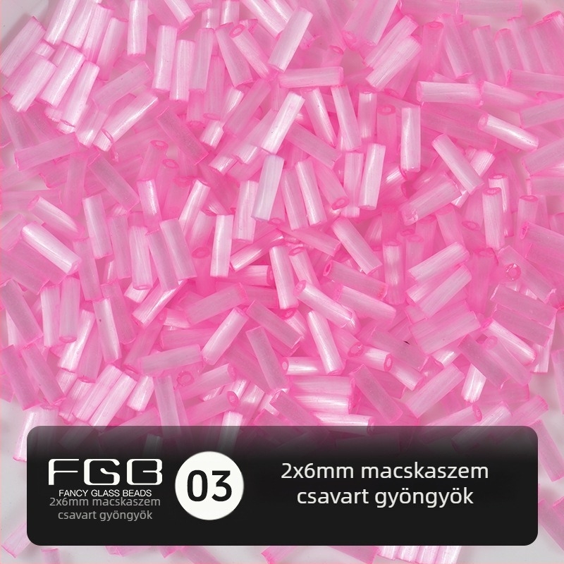 FGB Százszínű üveggolyó rizsszemek 2x6 mm, kefés Macska szem hatású csőgyöngyök DIY ékszerkészítéshez, hajcsat díszítő bojtokkal