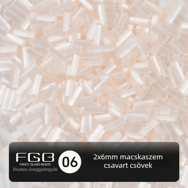 FGB Százszínű üveggolyó rizsszemek 2x6 mm, kefés Macska szem hatású csőgyöngyök DIY ékszerkészítéshez, hajcsat díszítő bojtokkal