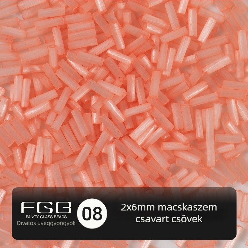 FGB Százszínű üveggolyó rizsszemek 2x6 mm, kefés Macska szem hatású csőgyöngyök DIY ékszerkészítéshez, hajcsat díszítő bojtokkal
