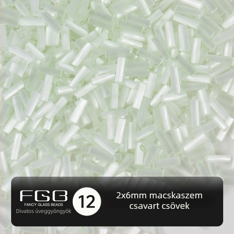 FGB Százszínű üveggolyó rizsszemek 2x6 mm, kefés Macska szem hatású csőgyöngyök DIY ékszerkészítéshez, hajcsat díszítő bojtokkal