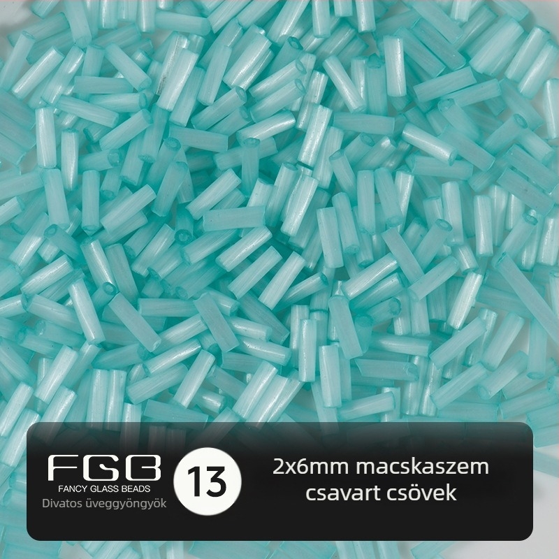 FGB Százszínű üveggolyó rizsszemek 2x6 mm, kefés Macska szem hatású csőgyöngyök DIY ékszerkészítéshez, hajcsat díszítő bojtokkal