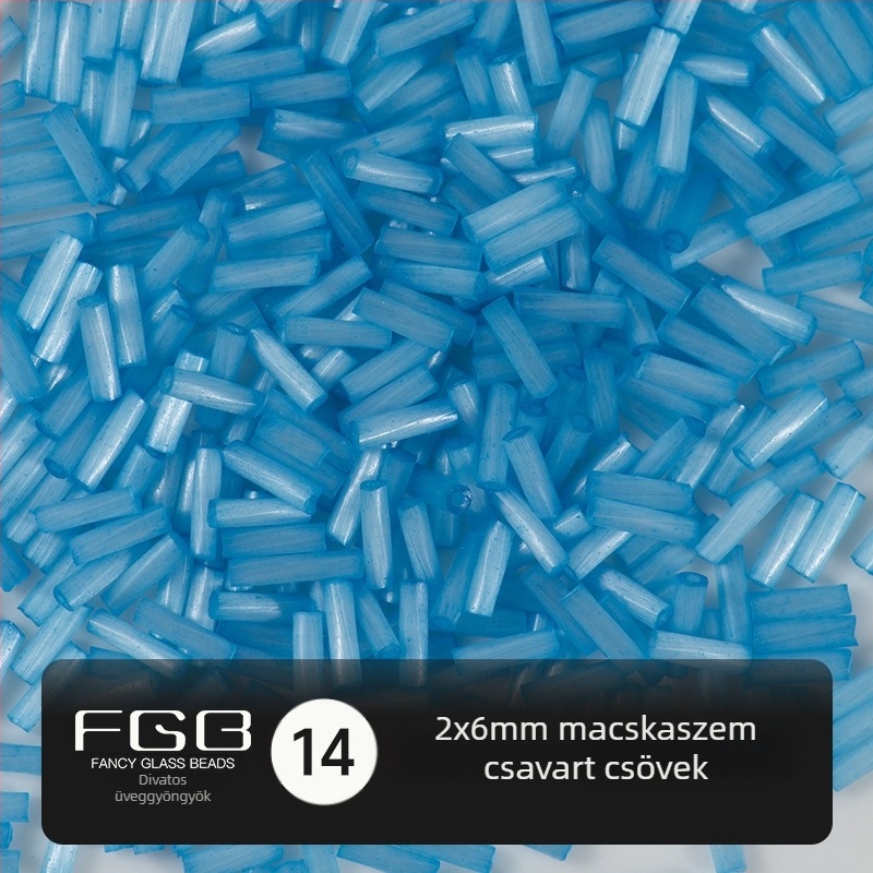 FGB Százszínű üveggolyó rizsszemek 2x6 mm, kefés Macska szem hatású csőgyöngyök DIY ékszerkészítéshez, hajcsat díszítő bojtokkal