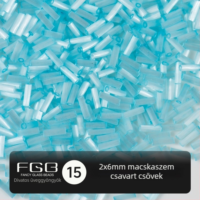 FGB Százszínű üveggolyó rizsszemek 2x6 mm, kefés Macska szem hatású csőgyöngyök DIY ékszerkészítéshez, hajcsat díszítő bojtokkal