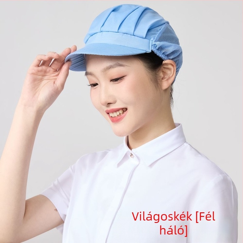 Élelmiszeripari műhelyek számára háló sapka, poliészter, twill szövés, egyszínű mintázat, koreai stílus.