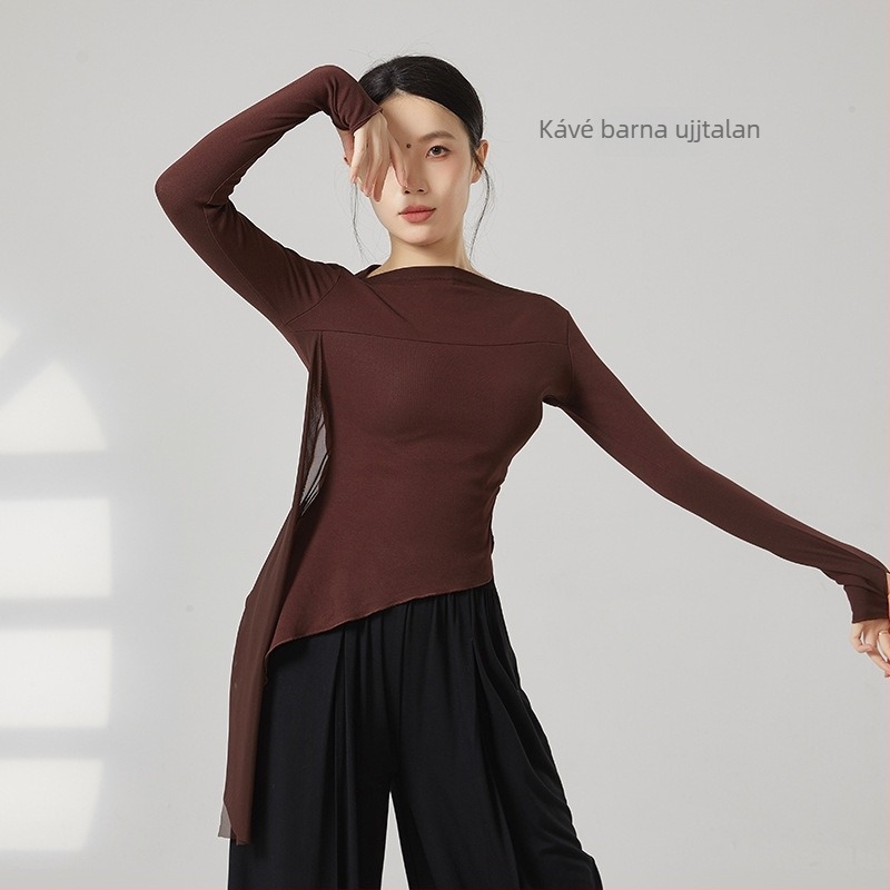 Női modern tánc-top, pamut keverék: 95% pamut, 5% spandex, egész éves viselet, színpadra és latin/néptáncra.