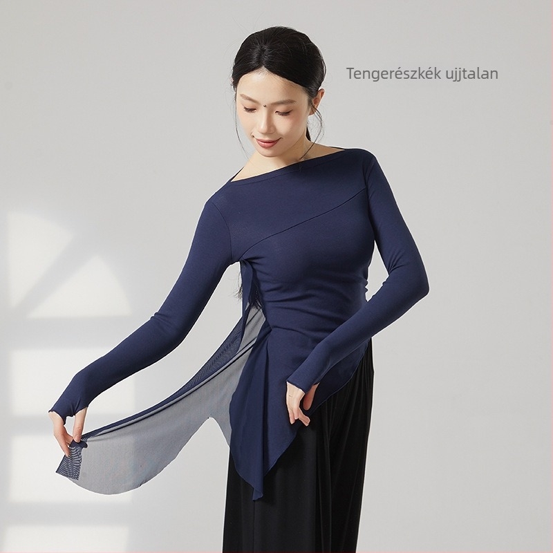 Női modern tánc-top, pamut keverék: 95% pamut, 5% spandex, egész éves viselet, színpadra és latin/néptáncra.