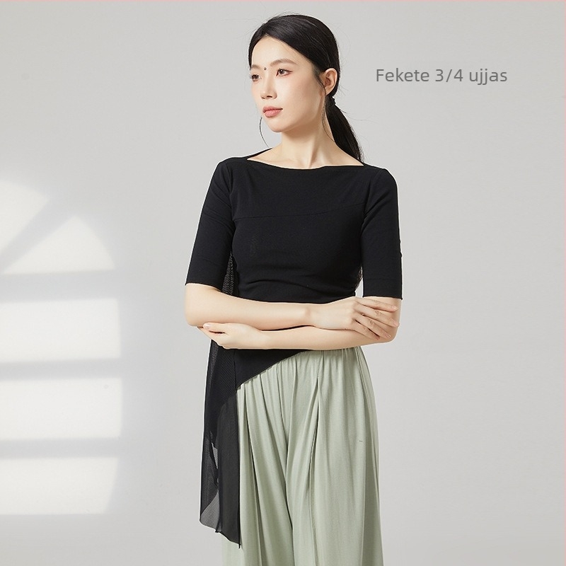 Női modern tánc-top, pamut keverék: 95% pamut, 5% spandex, egész éves viselet, színpadra és latin/néptáncra.
