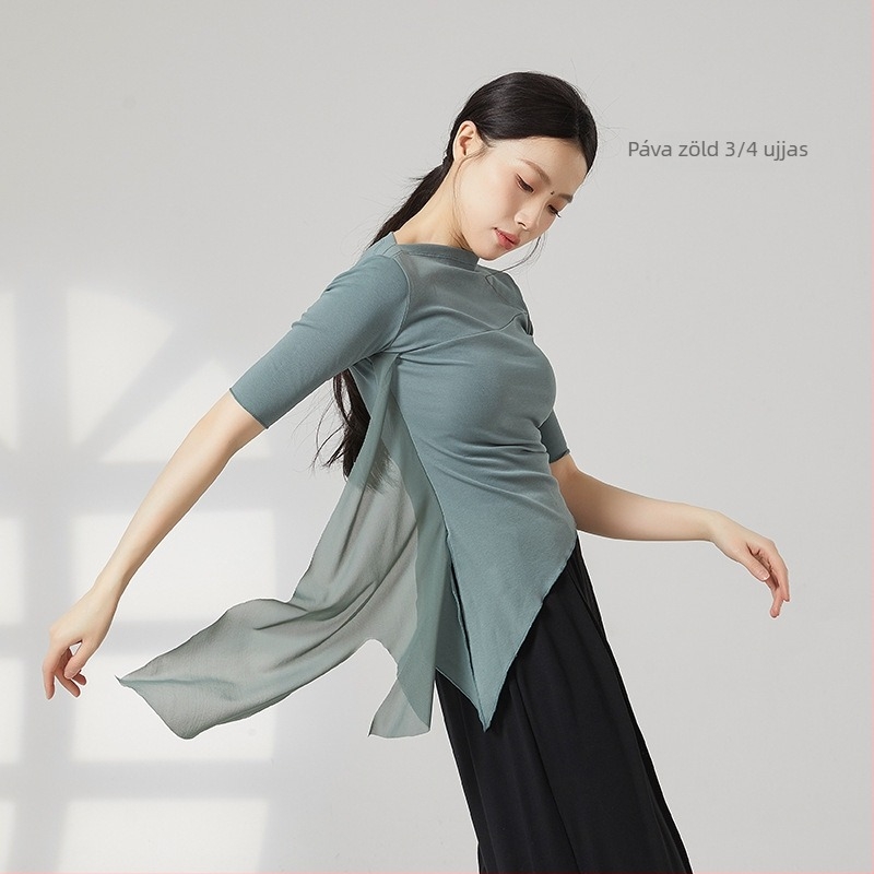 Női modern tánc-top, pamut keverék: 95% pamut, 5% spandex, egész éves viselet, színpadra és latin/néptáncra.