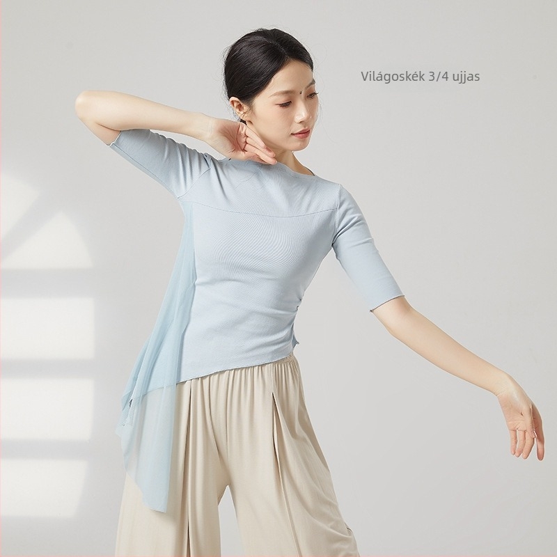 Női modern tánc-top, pamut keverék: 95% pamut, 5% spandex, egész éves viselet, színpadra és latin/néptáncra.