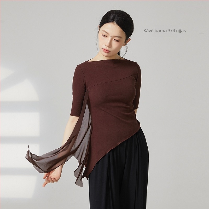Női modern tánc-top, pamut keverék: 95% pamut, 5% spandex, egész éves viselet, színpadra és latin/néptáncra.