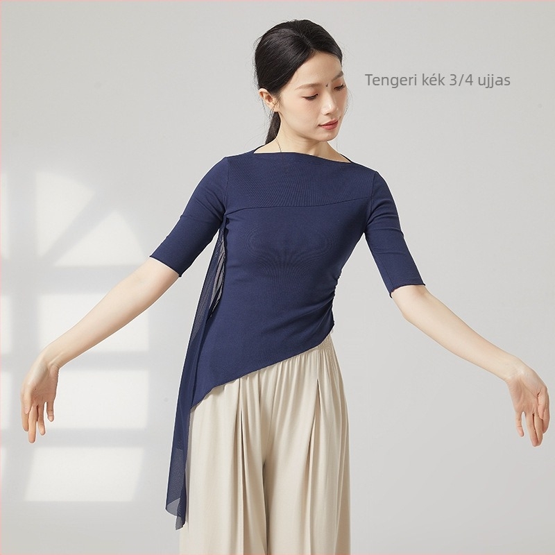 Női modern tánc-top, pamut keverék: 95% pamut, 5% spandex, egész éves viselet, színpadra és latin/néptáncra.