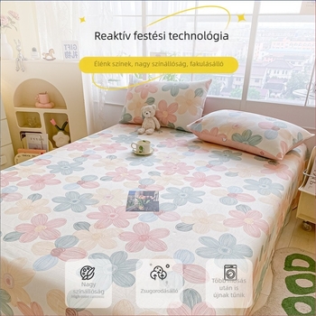 100% pamut feszülő lepedő 2,0 m ágyhoz, egy darabos, digitális nyomtatású rajzfilm motívum, csúszásmentes és porvédő