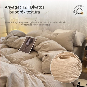 Ultra-puha mosható pamut ágynemű készlet, osztály A, kétszeres rétegű fonalból, gumis lepedő-stílus, tartalmaz paplanhuzatot és párnahuzatokat – négy részes diákközösségi készlet
