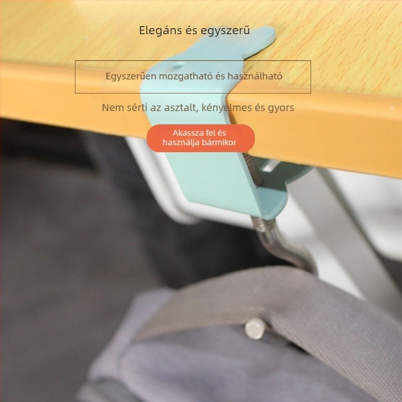 Hao Ming vasból készült asztali táskaakasztó – eltávolítható, asztal szélére akasztható, egyetlen kampó, modern egyszerű stílus, terhelhetőség 30 kg felett