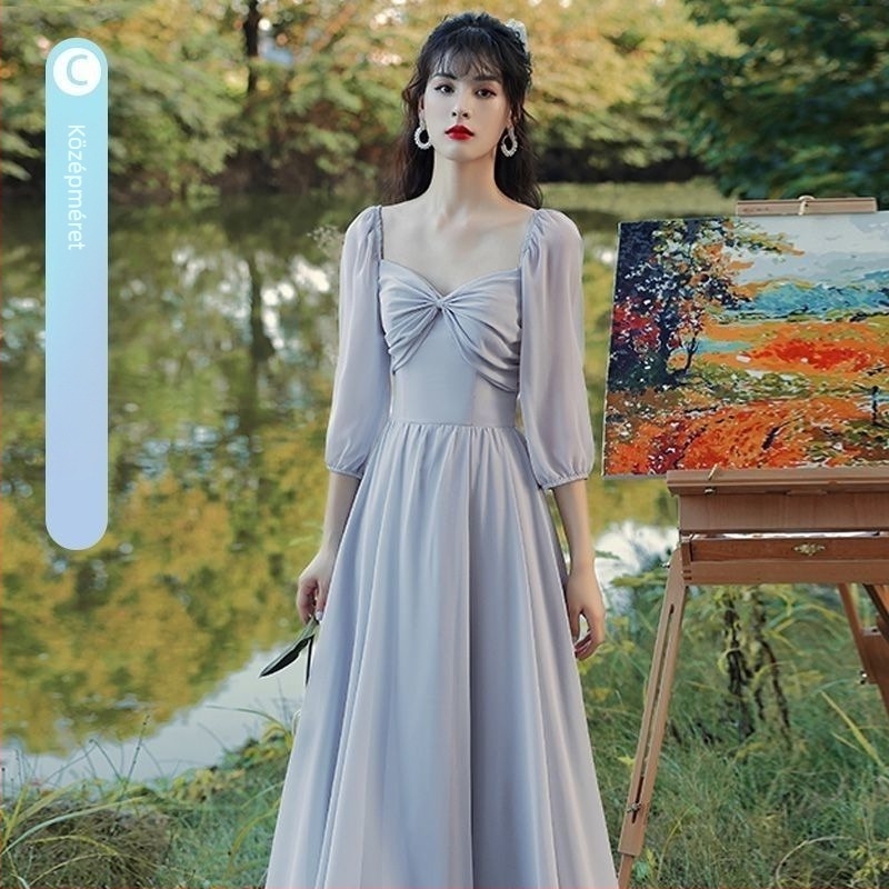 Koszorúslányruha - Őszi Elegancia 2025-ös kiadás, középméretű, ujjatlan, kínai stílus, irodalmi retro