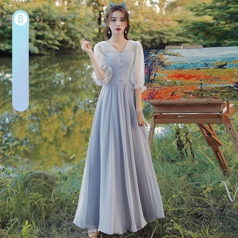 Koszorúslányruha - Őszi Elegancia 2025-ös kiadás, középméretű, ujjatlan, kínai stílus, irodalmi retro