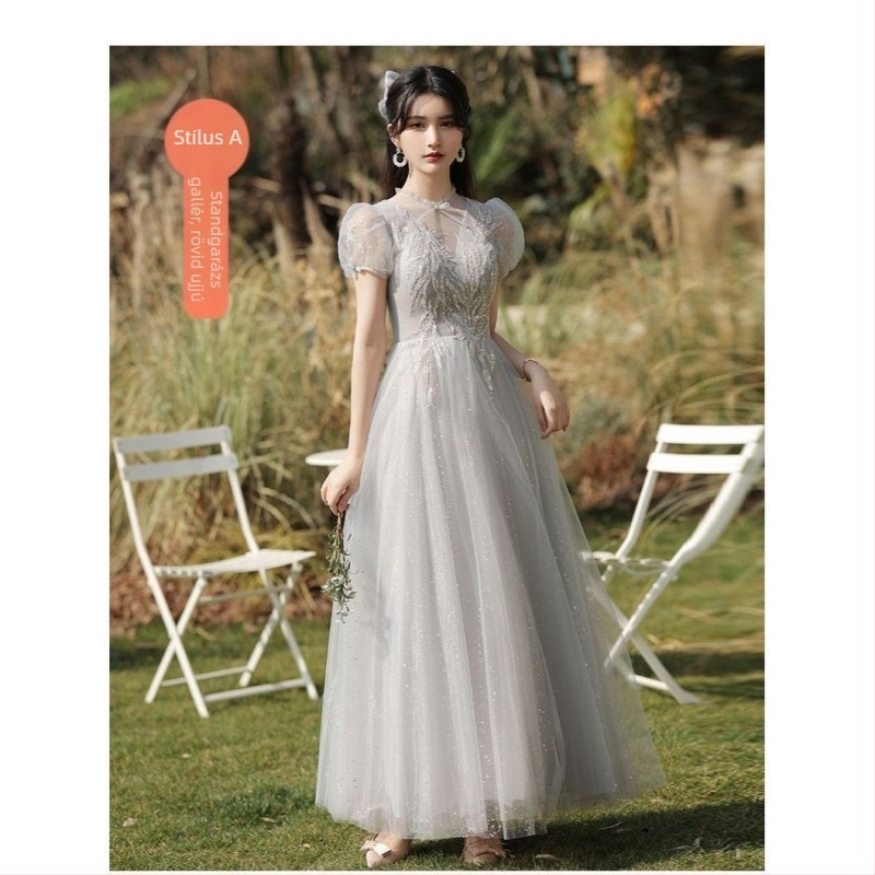 Koszorúslányruha - Őszi Elegancia 2025-ös kiadás, középméretű, ujjatlan, kínai stílus, irodalmi retro