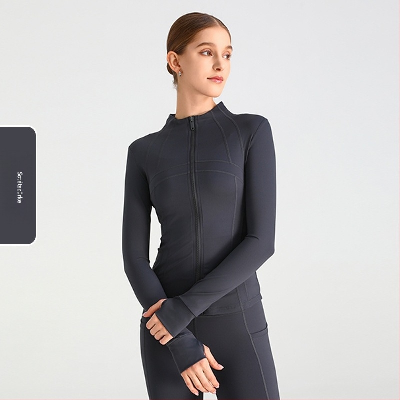 Női jóga dzseki, hosszú ujjú, laza szabás, anyag nylon/spandex 80/20, nedvesség-elvezető