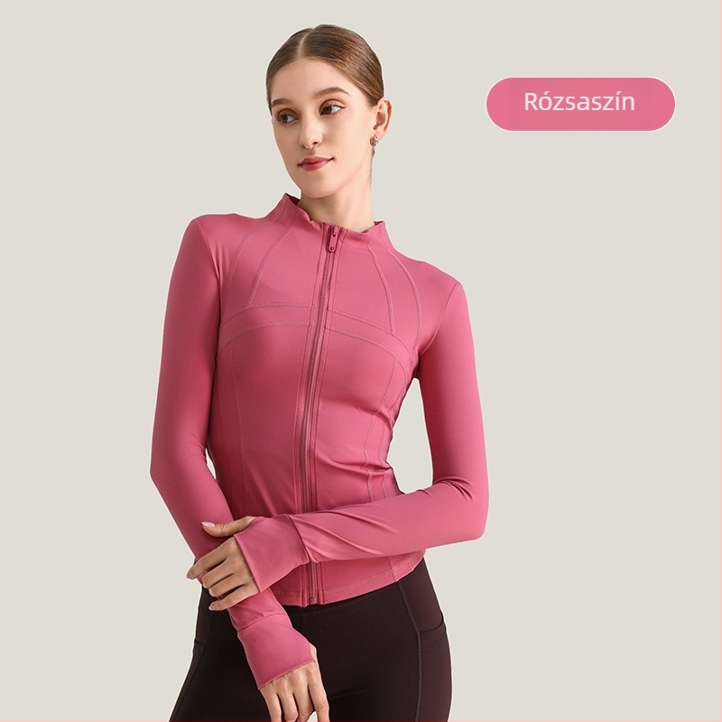 Női jóga dzseki, hosszú ujjú, laza szabás, anyag nylon/spandex 80/20, nedvesség-elvezető