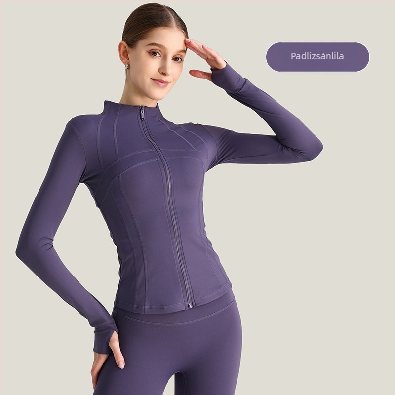 Női jóga dzseki, hosszú ujjú, laza szabás, anyag nylon/spandex 80/20, nedvesség-elvezető
