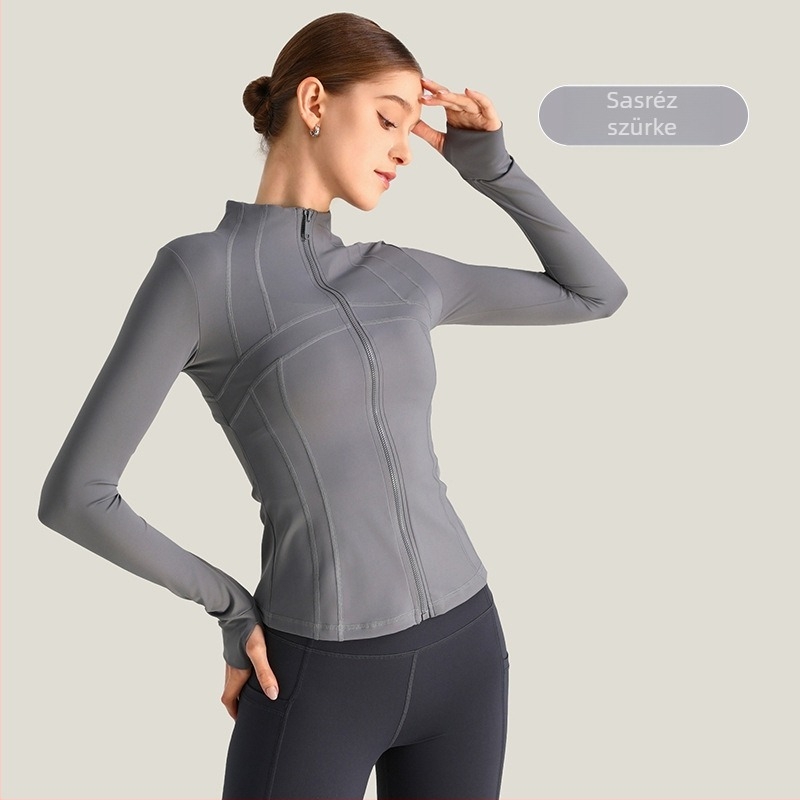 Női jóga dzseki, hosszú ujjú, laza szabás, anyag nylon/spandex 80/20, nedvesség-elvezető
