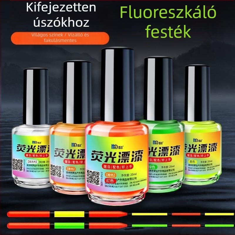 Horgász úszókhoz készült fluoreszkáló, vízálló, fényvisszaverő festék