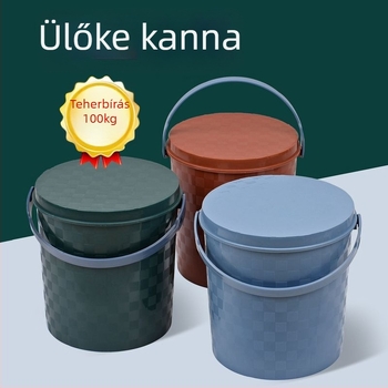 Műanyag vastagított hordozható vödör fogantyúval és fedővel, háztartási használatra, horgászathoz, autómosáshoz és tároláshoz